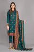 3PC Embroided Lawn dress with embroidered Linen dupatta & Patches GLB-1819-RZ